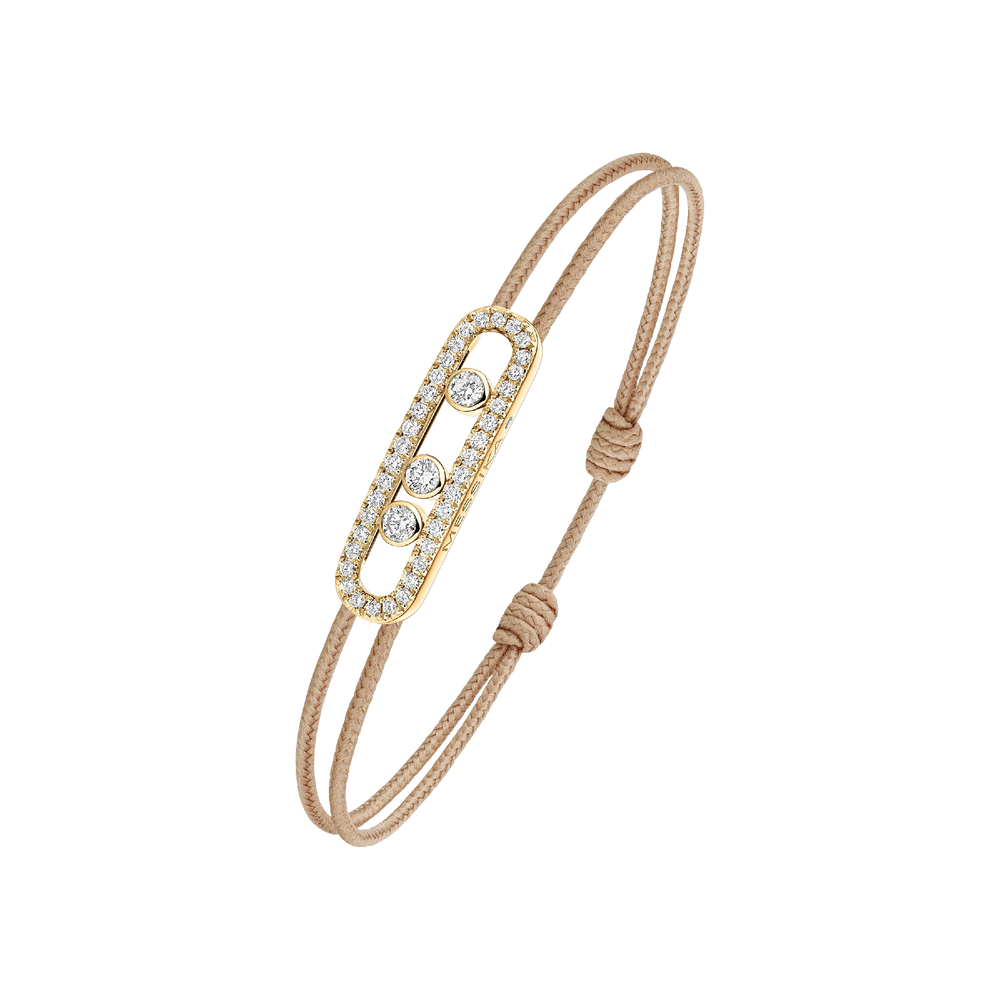 Messika CARE(S) Beige Pavé Cord Bracelet Yellow Gold Diamond Bracelet