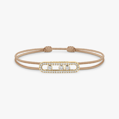 Messika CARE(S) Beige Pavé Cord Bracelet Yellow Gold Diamond Bracelet