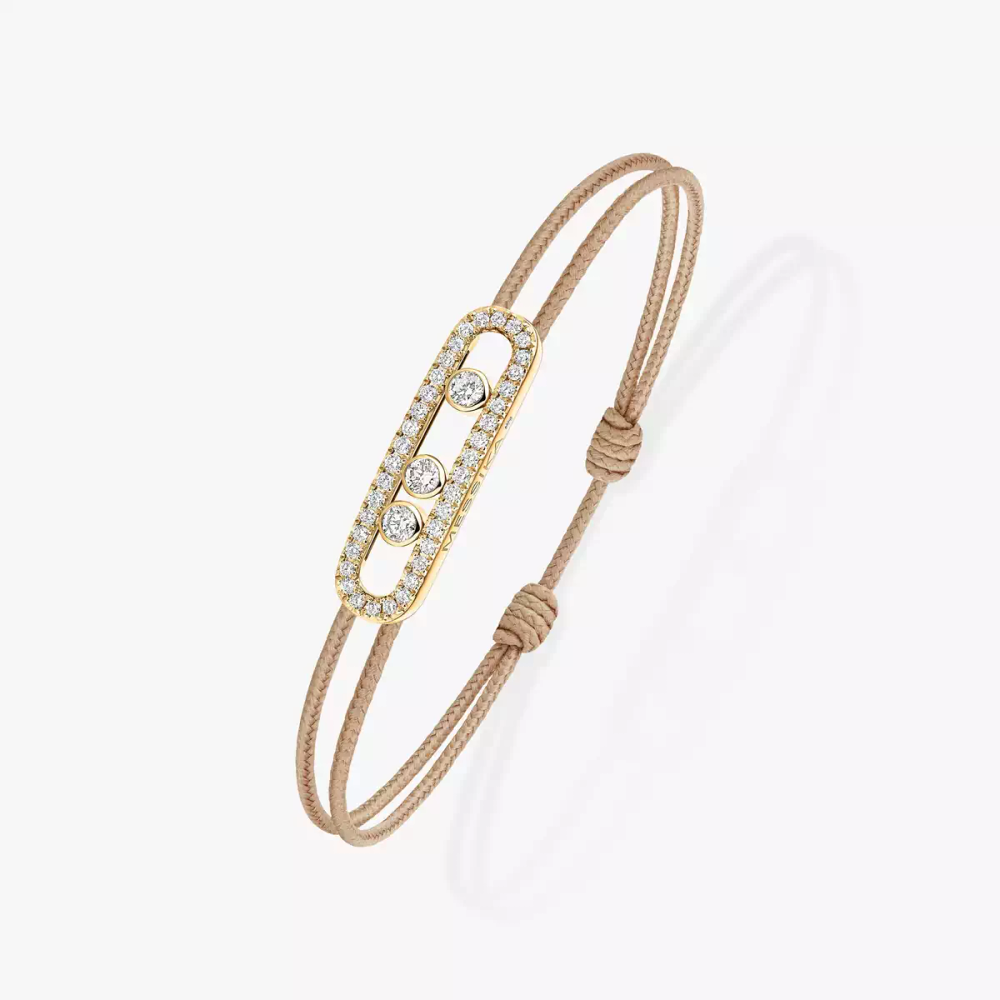 Messika CARE(S) Beige Pavé Cord Bracelet Yellow Gold Diamond Bracelet