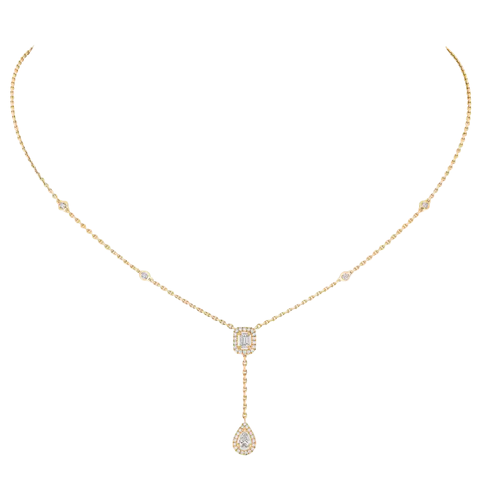 My Twin Cravate 0,10ct x2 Collier Diamant Or Jaune