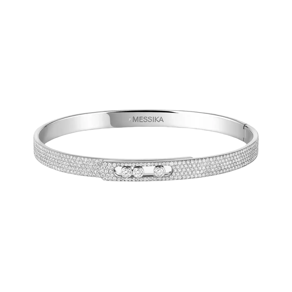 Move Noa SM Pavé Bangle White Gold Diamond Bracelet