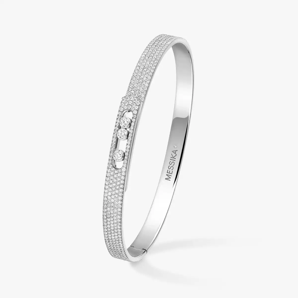 Move Noa SM Pavé Bangle White Gold Diamond Bracelet