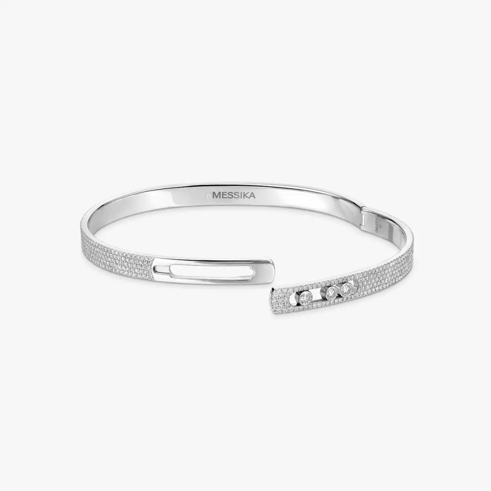 Move Noa SM Pavé Bangle White Gold Diamond Bracelet
