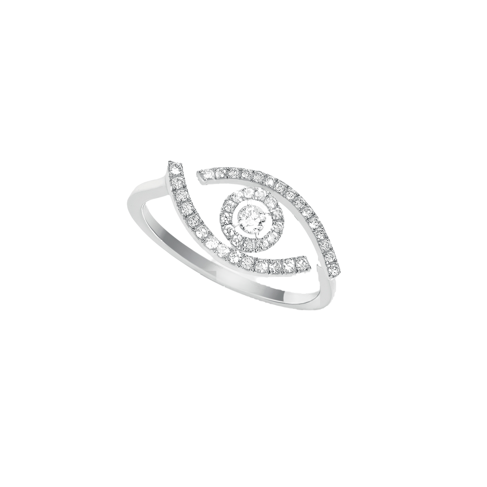 Lucky Eye Pavée Bague Diamant Or Blanc