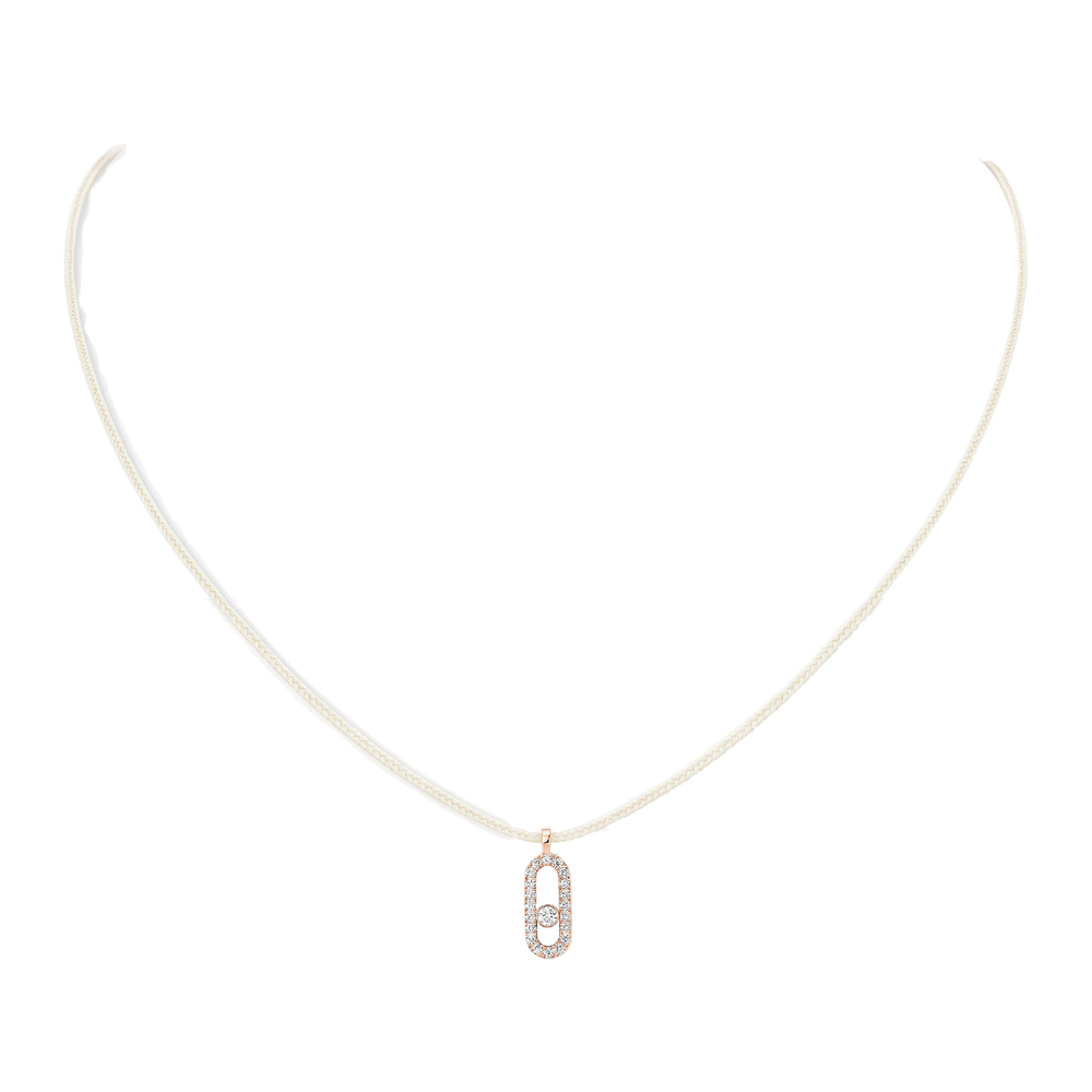 Messika CARE(S) Cream Cord Pavé Necklace Pink Gold Diamond Necklace