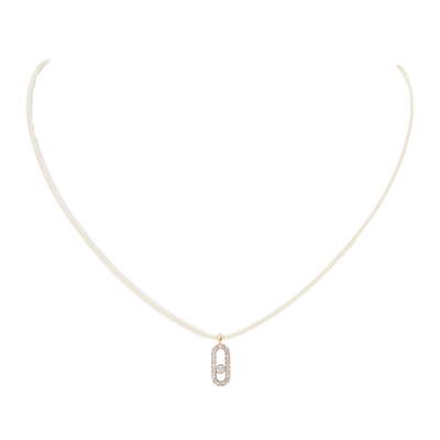 Messika CARE(S) Cream Cord Pavé Necklace Pink Gold Diamond Necklace