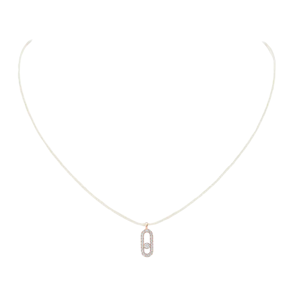 Messika CARE(S) Cream Cord Pavé Necklace Pink Gold Diamond Necklace
