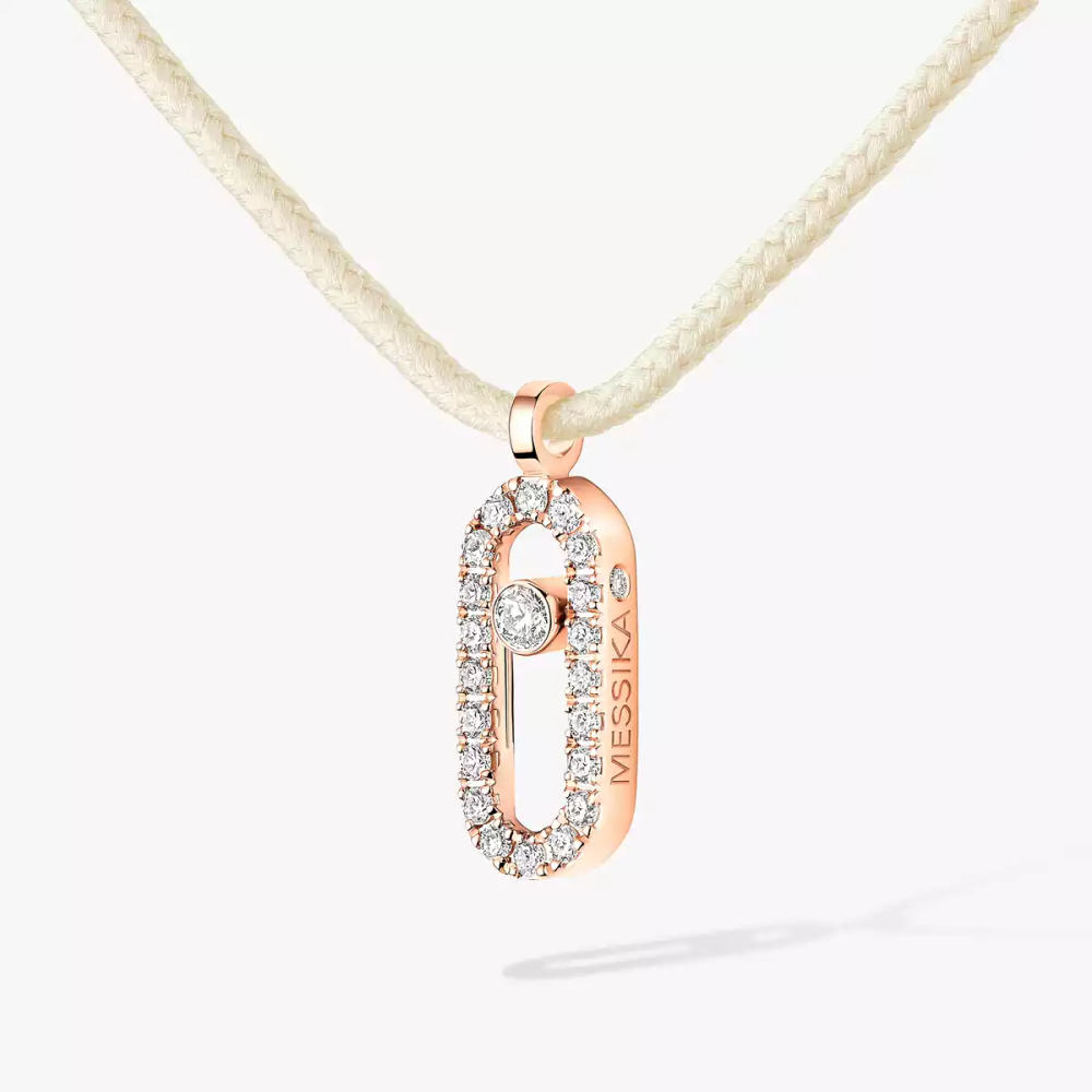 Messika CARE(S) Cream Cord Pavé Necklace Pink Gold Diamond Necklace