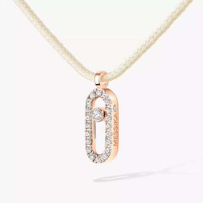 Messika CARE(S) Cream Cord Pavé Necklace Pink Gold Diamond Necklace