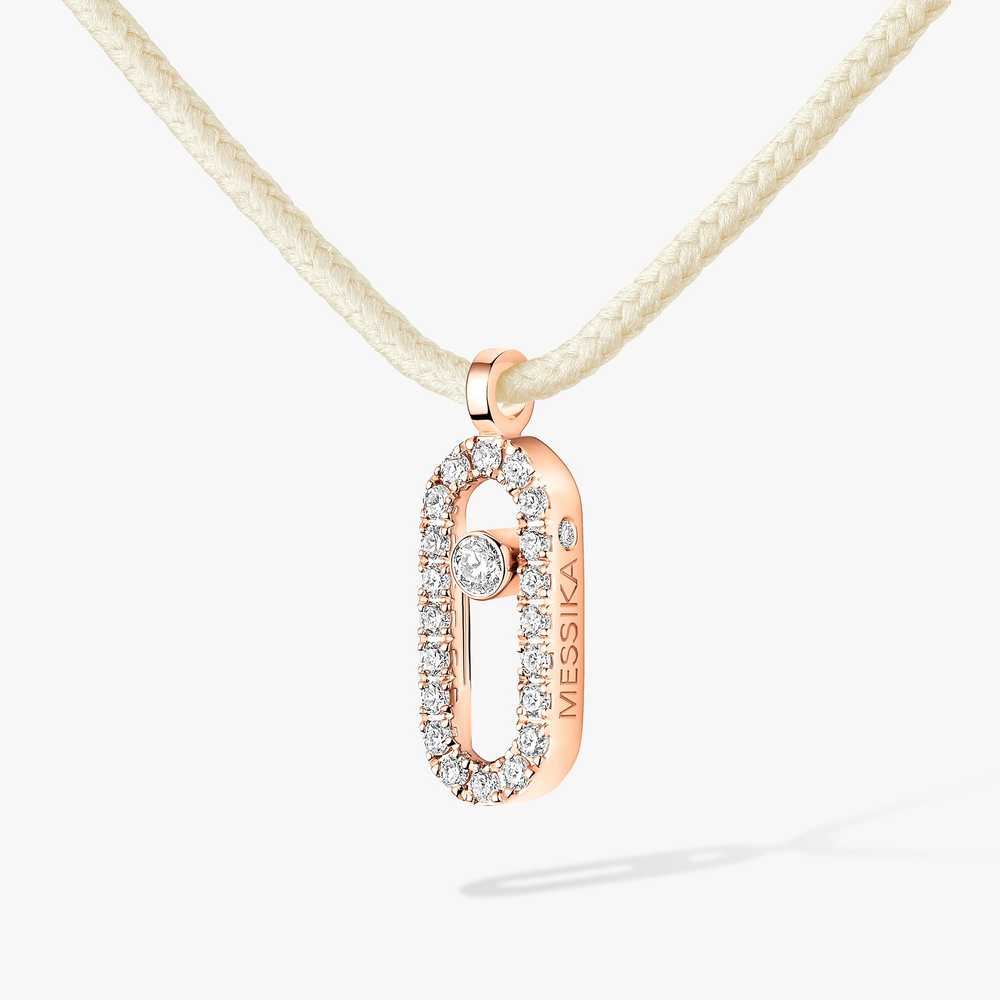 Messika CARE(S) Cream Cord Pavé Necklace Pink Gold Diamond Necklace