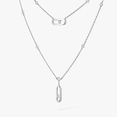 Move Uno 2 Rangs Collier Diamant Or Blanc