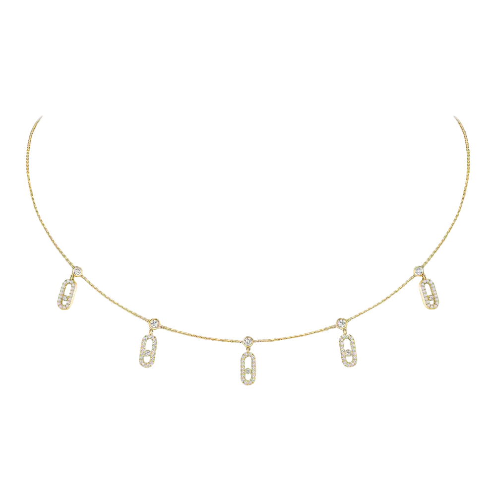 Choker Move Uno Pampille Pavé Collier Diamant Or Jaune