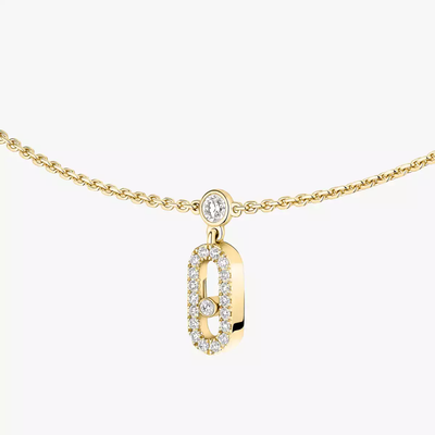 Move Uno Pavé Drop Pendant Choker Yellow Gold Diamond Necklace