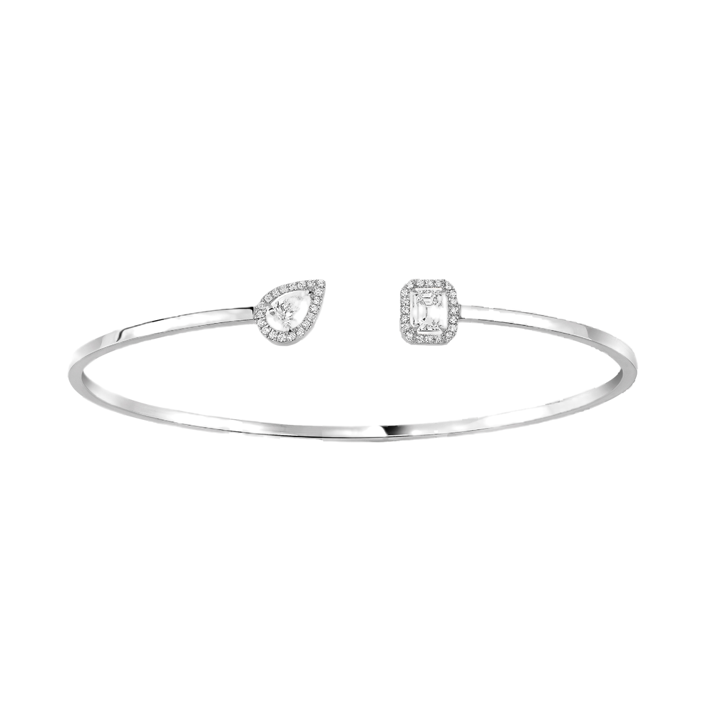 My Twin Toi & Moi Thin Bangle 0.15ct x2 White Gold Diamond Bracelet