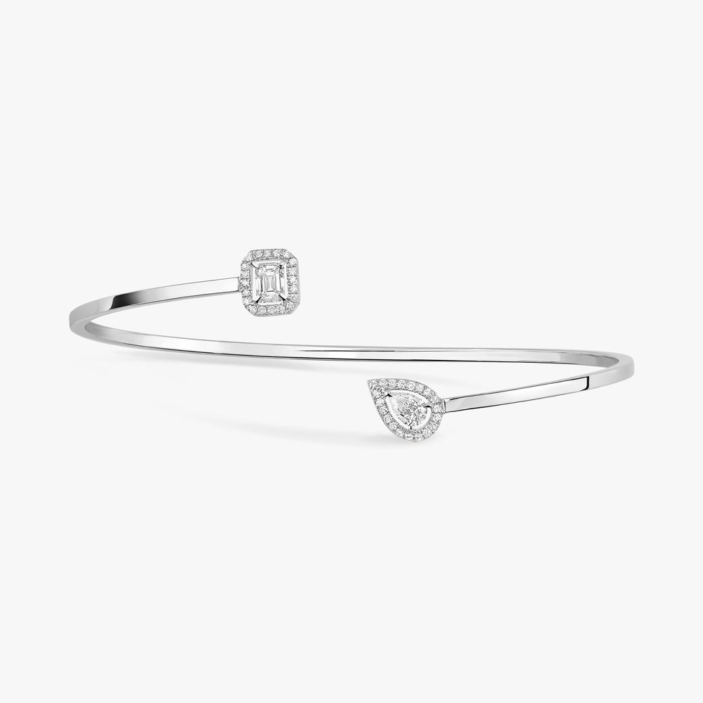 Bracelet Diamant Or Blanc Jonc My Twin Toi & Moi 0,15ct