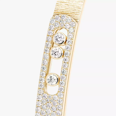 Bangle Move Noa Ciselé Semi-Pavé Grandes Tailles Bracelet Diamant Or Jaune