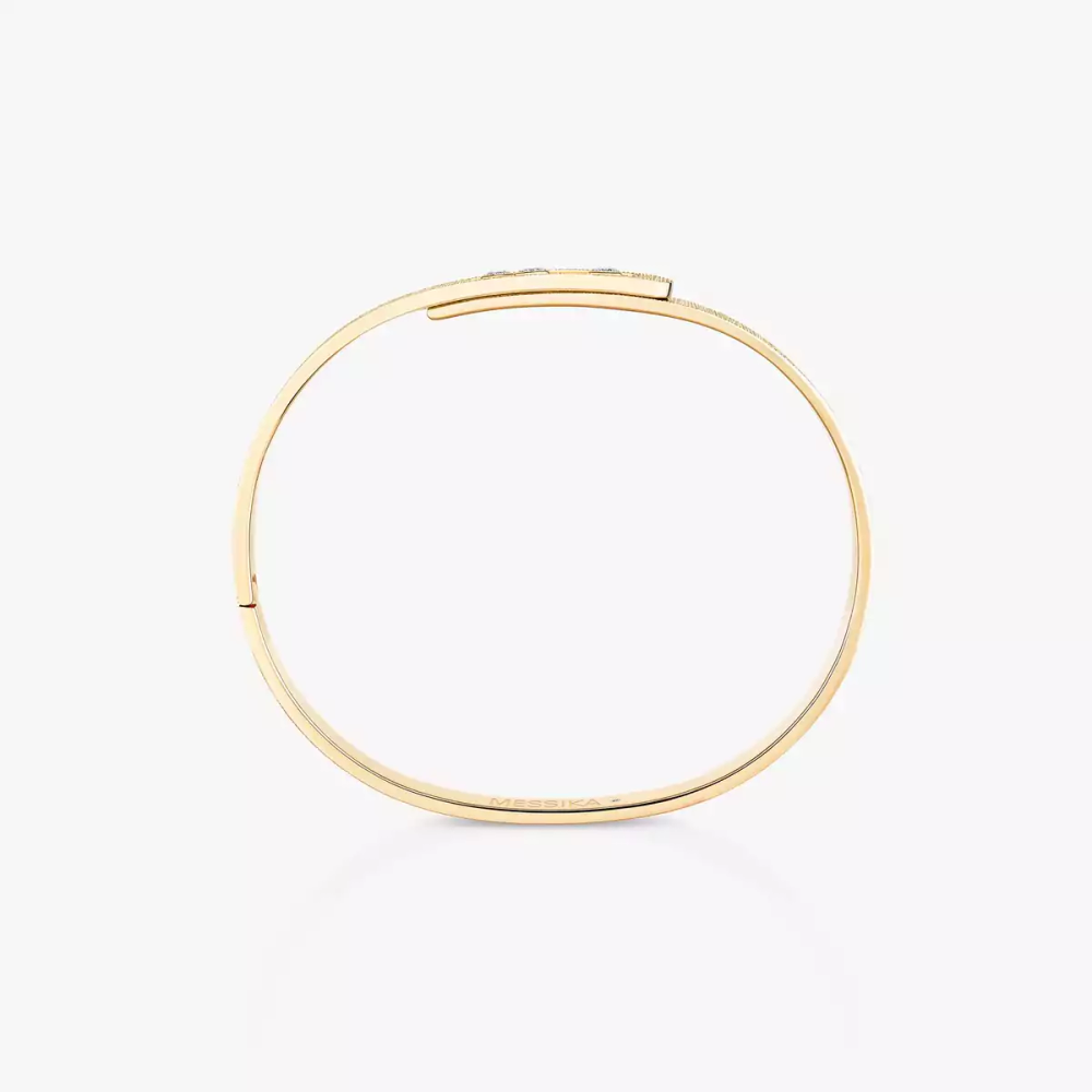 Bangle Move Noa Ciselé Semi-Pavé Grandes Tailles Bracelet Diamant Or Jaune