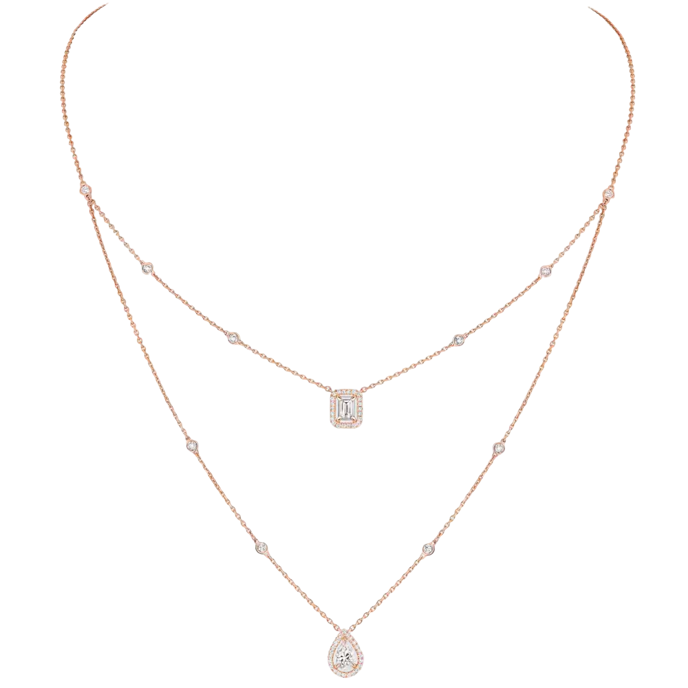 My Twin 2 Rangs 0,40ct x2 Collier Diamant Or Rose