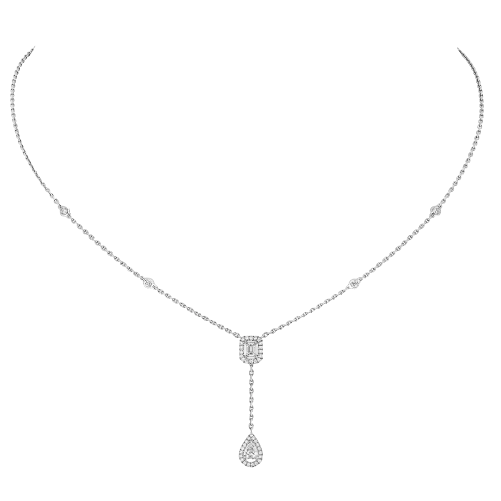 My Twin Cravate 0,10ct x2 Collier Diamant Or Blanc