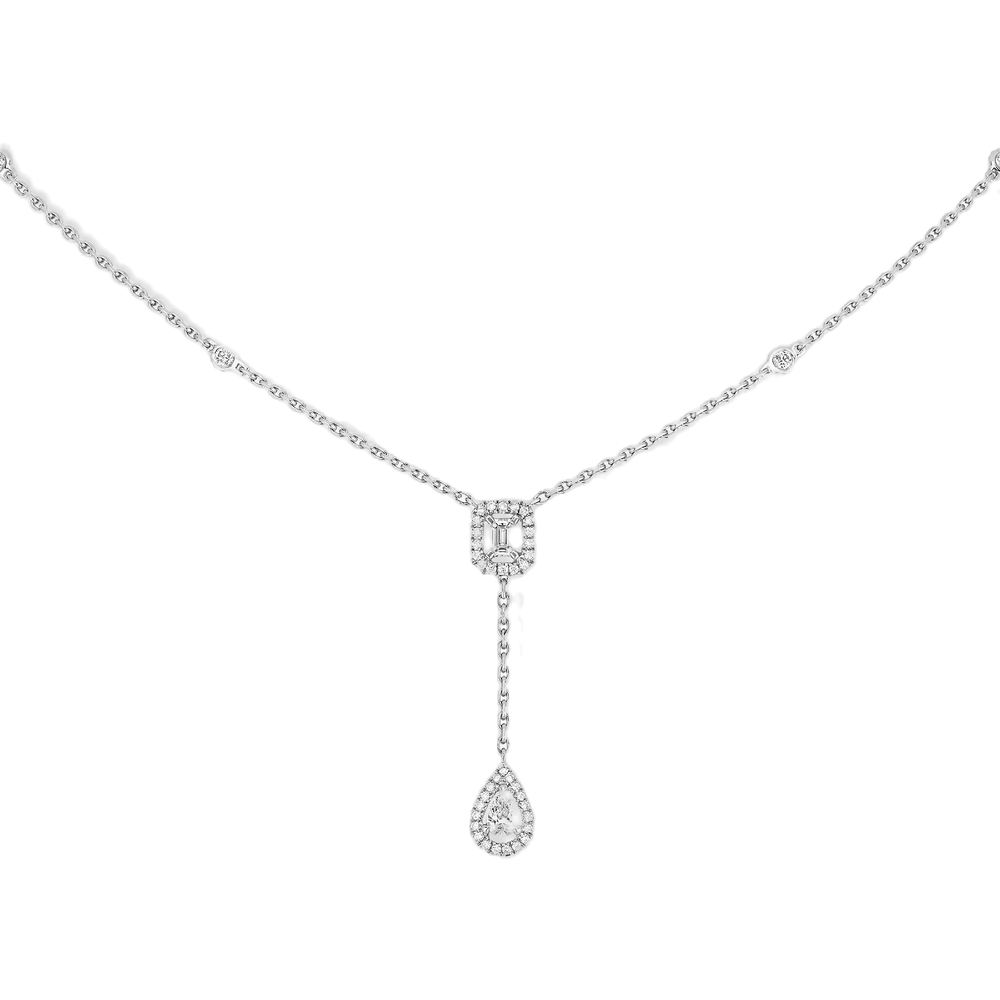 My Twin Tie 0.10ct x2 White Gold Diamond Necklace