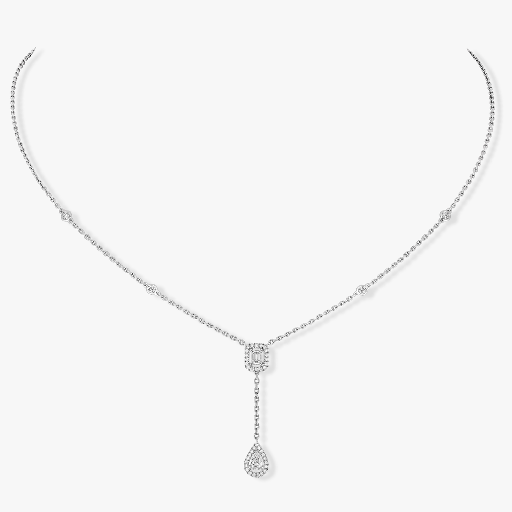 My Twin Cravate 0,10ct x2 Collier Diamant Or Blanc