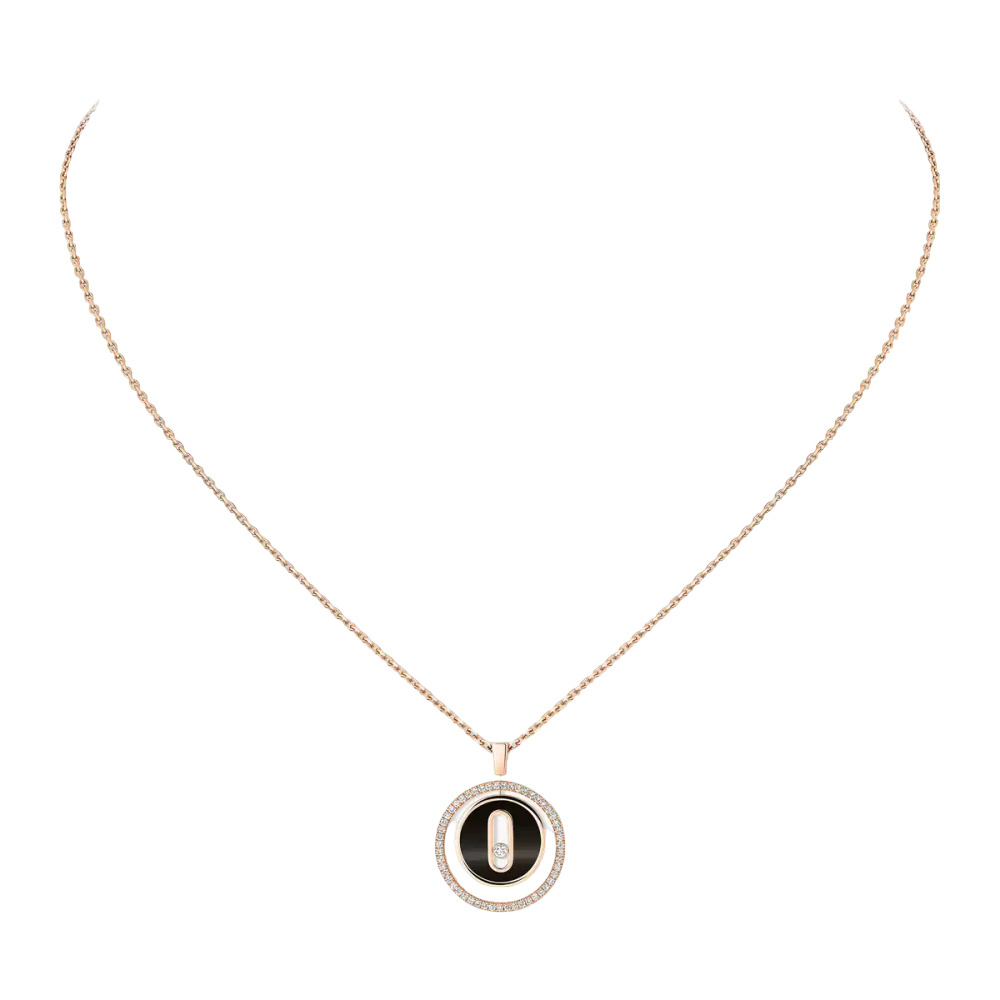 Lucky Move PM Onyx Collier Diamant Or Rose