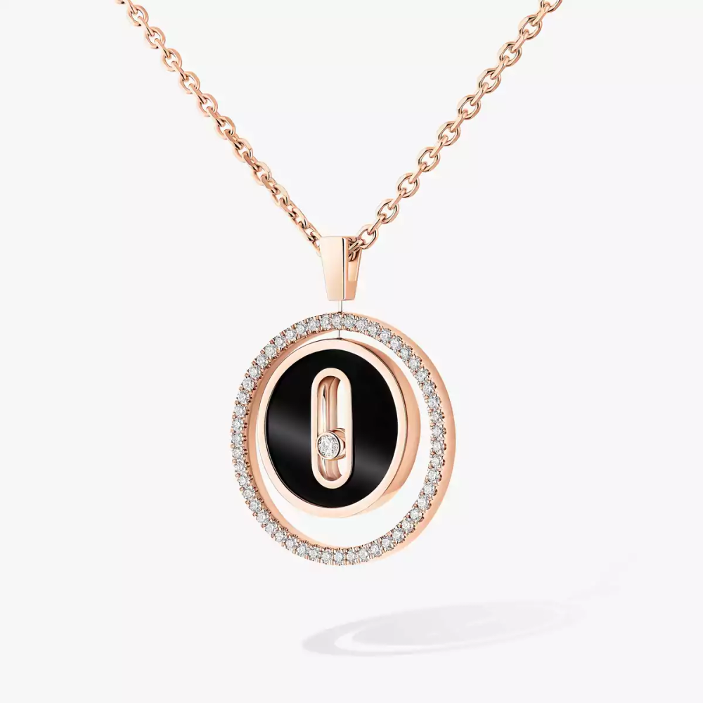 Lucky Move PM Onyx Collier Diamant Or Rose