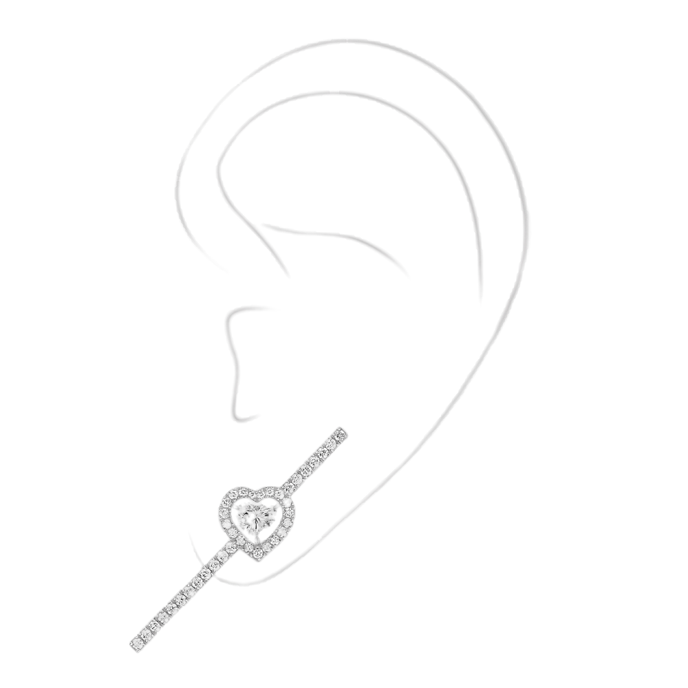 Mono Boucle d'Oreille Joy diamant cœur pavée 0,15ct Boucles d'oreilles Diamant Or Blanc