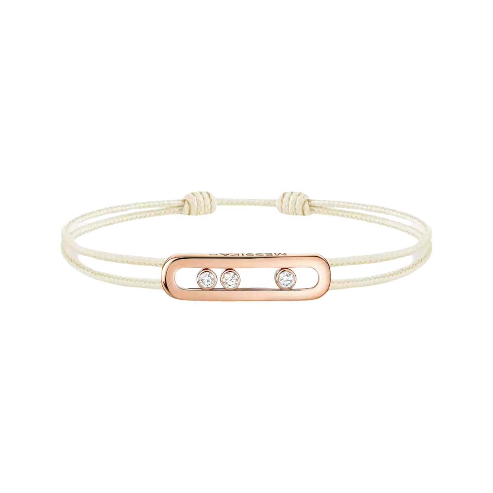 Messika CARE(S) Cream Cord Bracelet Pink Gold Diamond Bracelet