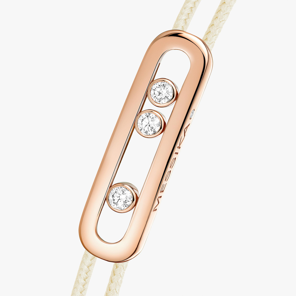 Messika CARE(S) Cream Cord Bracelet Pink Gold Diamond Bracelet