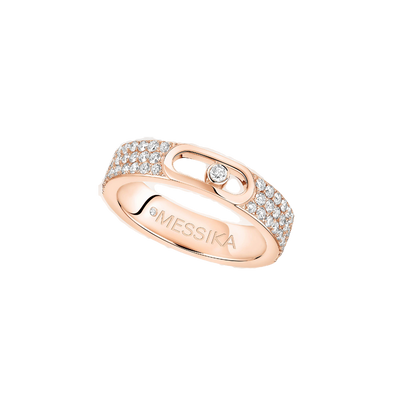 Pink Gold Diamond Ring Move Joaillerie Pavé Wedding Ring