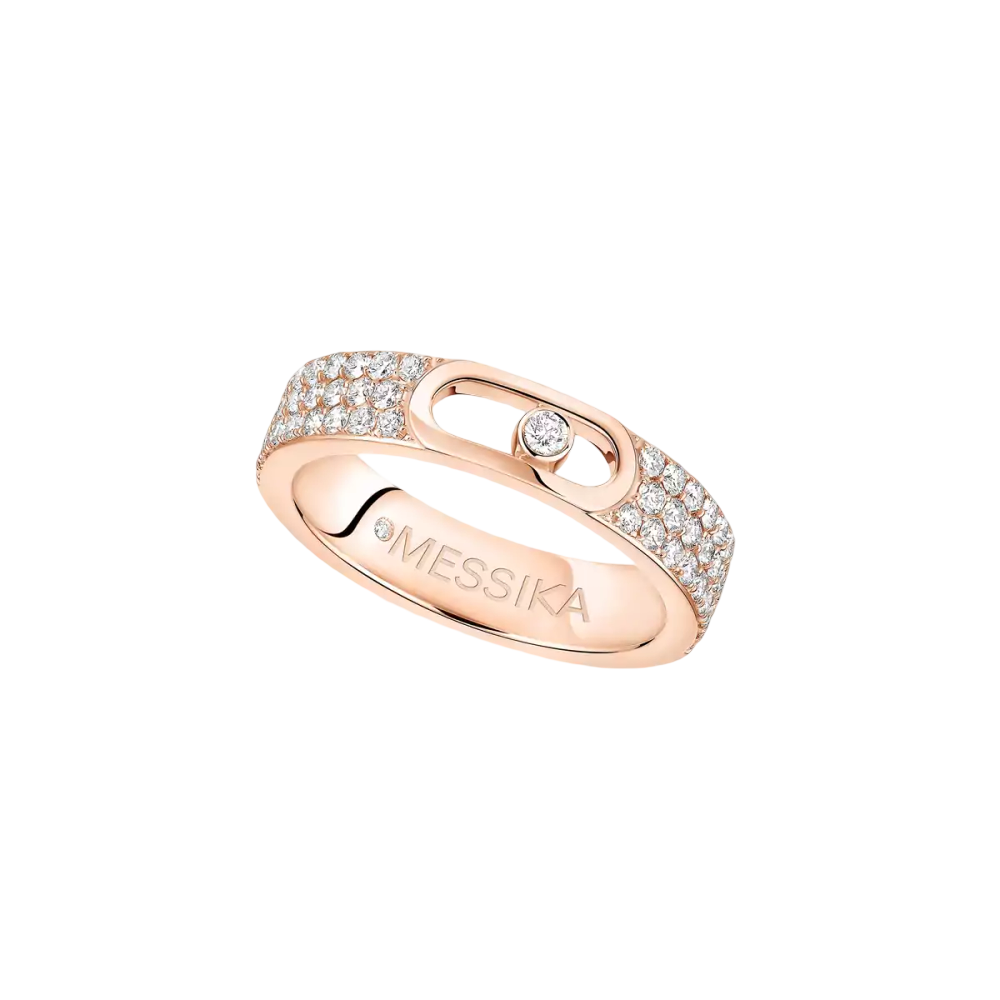 Alliance Move Joaillerie Pavée Bague Diamant Or Rose