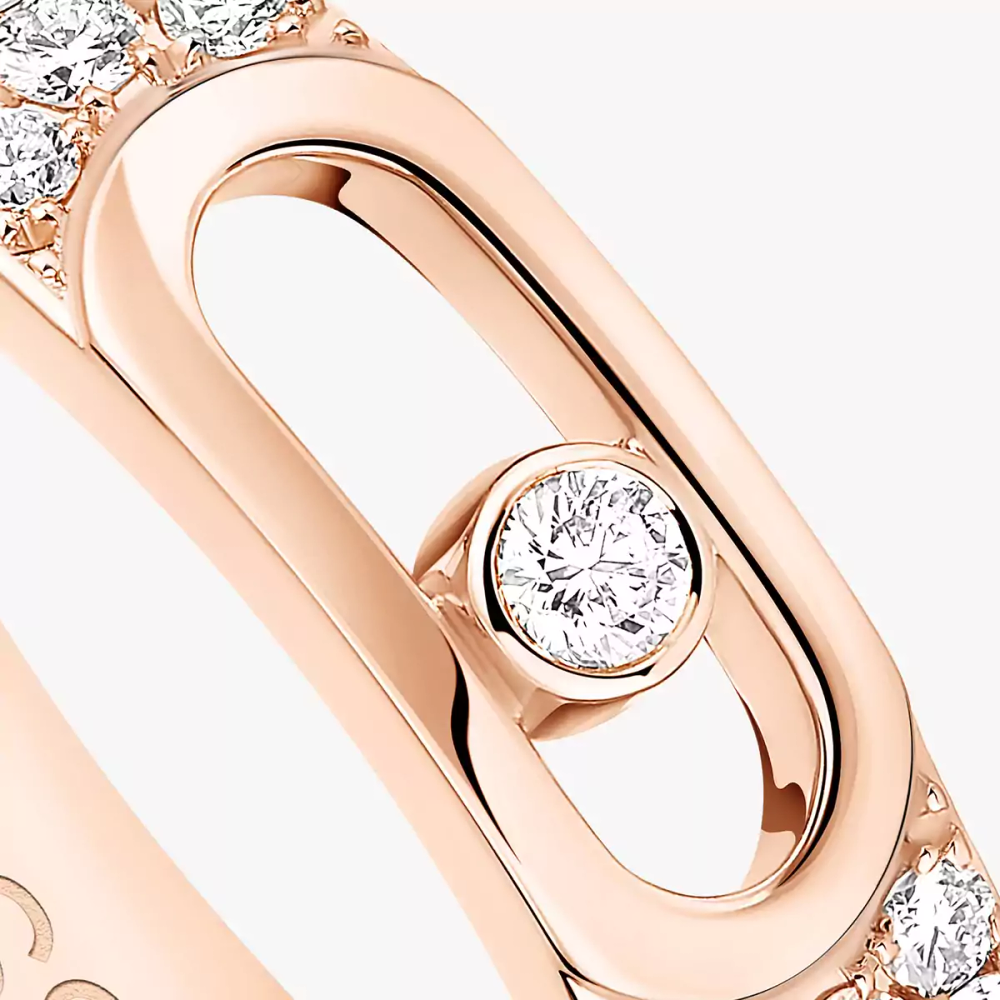 Alliance Move Joaillerie Pavée Bague Diamant Or Rose
