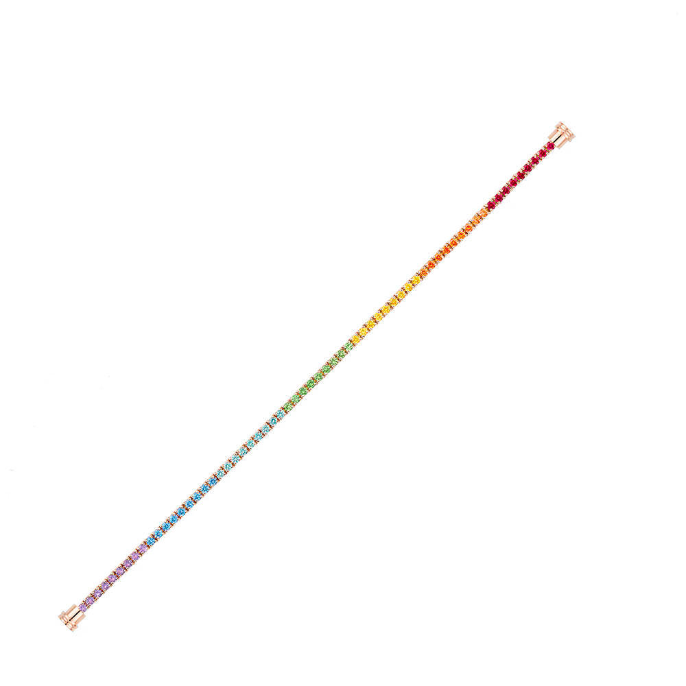 Bracelet ligne pierres de couleurs or rose 750/1000e