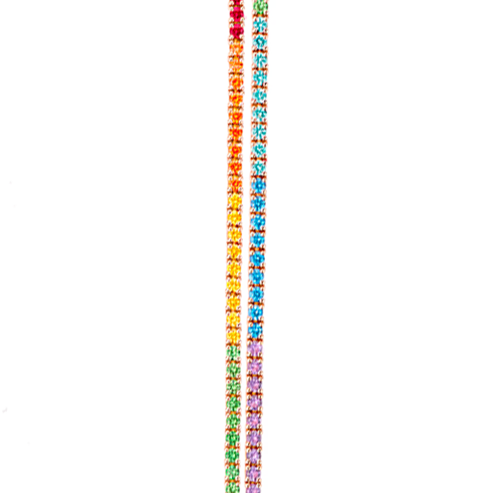 Bracelet ligne pierres de couleurs or rose 750/1000e