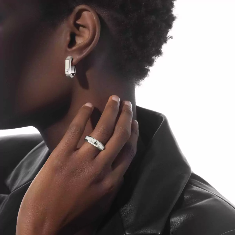 Bague pavée Moderniste MM Bague Diamant Or Blanc