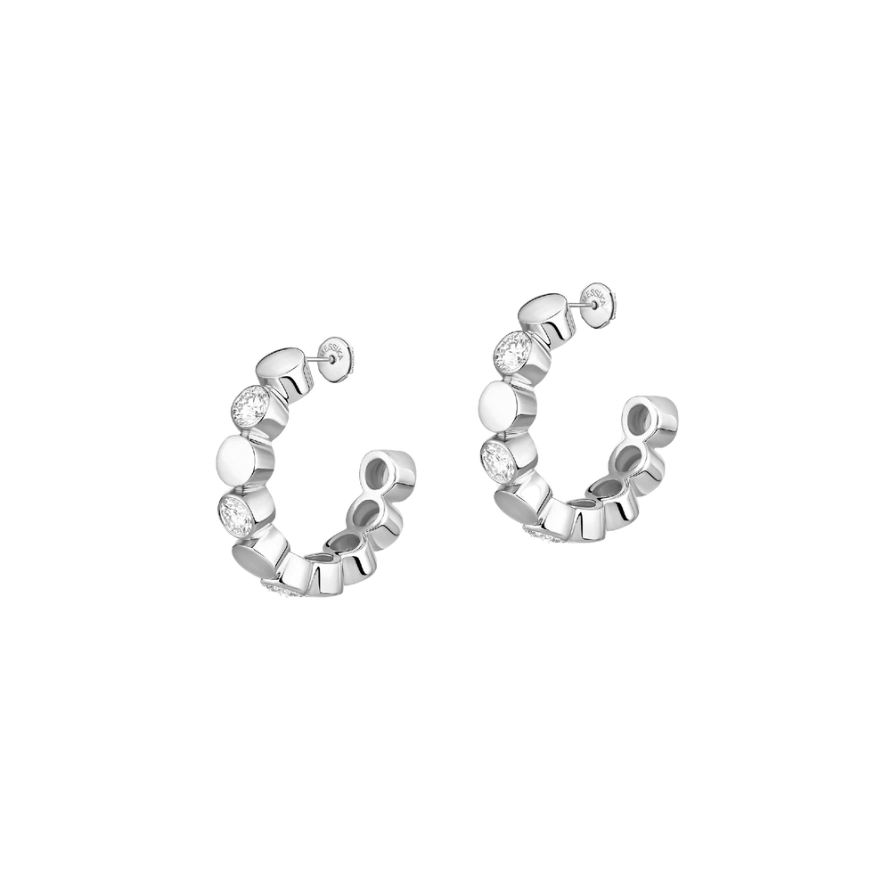 D-Vibes Mini Hoop Earrings White Gold Diamond Earrings