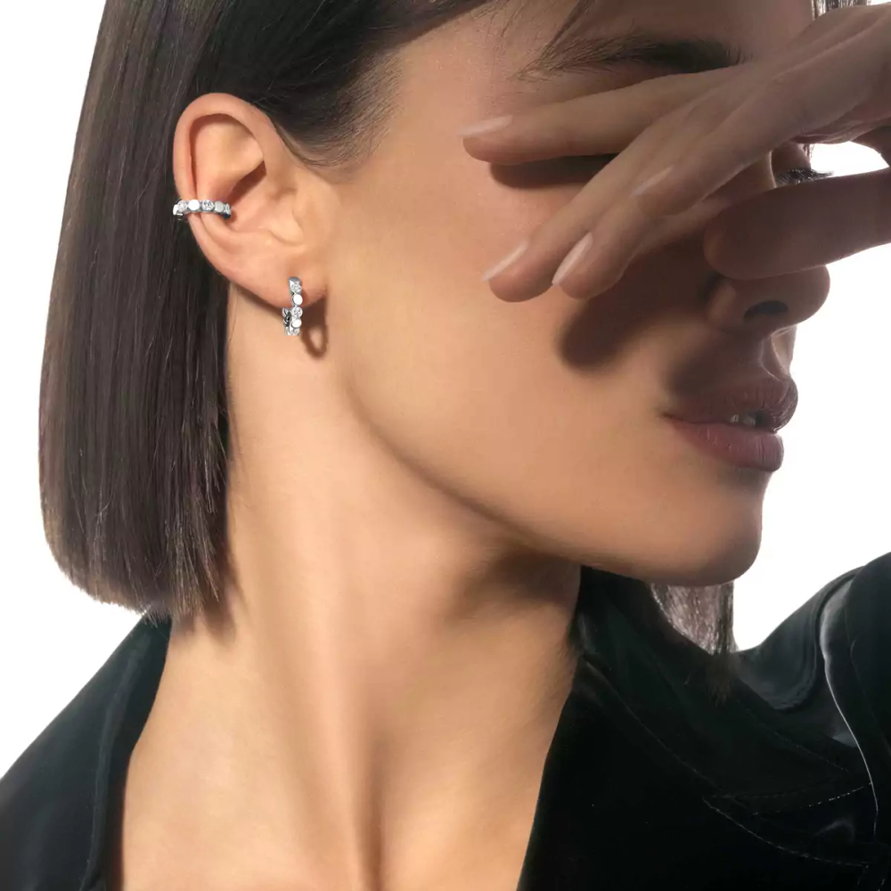 Mini Créoles D-Vibes Boucles d'oreilles Diamant Or Blanc