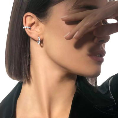 Mini Créoles D-Vibes Boucles d'oreilles Diamant Or Blanc