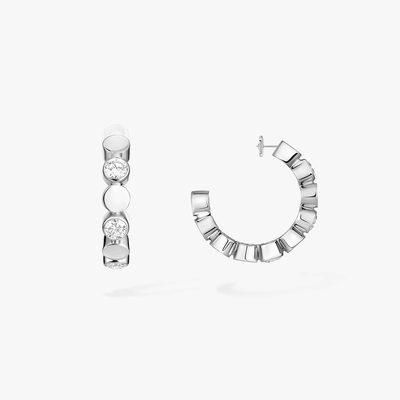 D-Vibes Mini Hoop Earrings White Gold Diamond Earrings