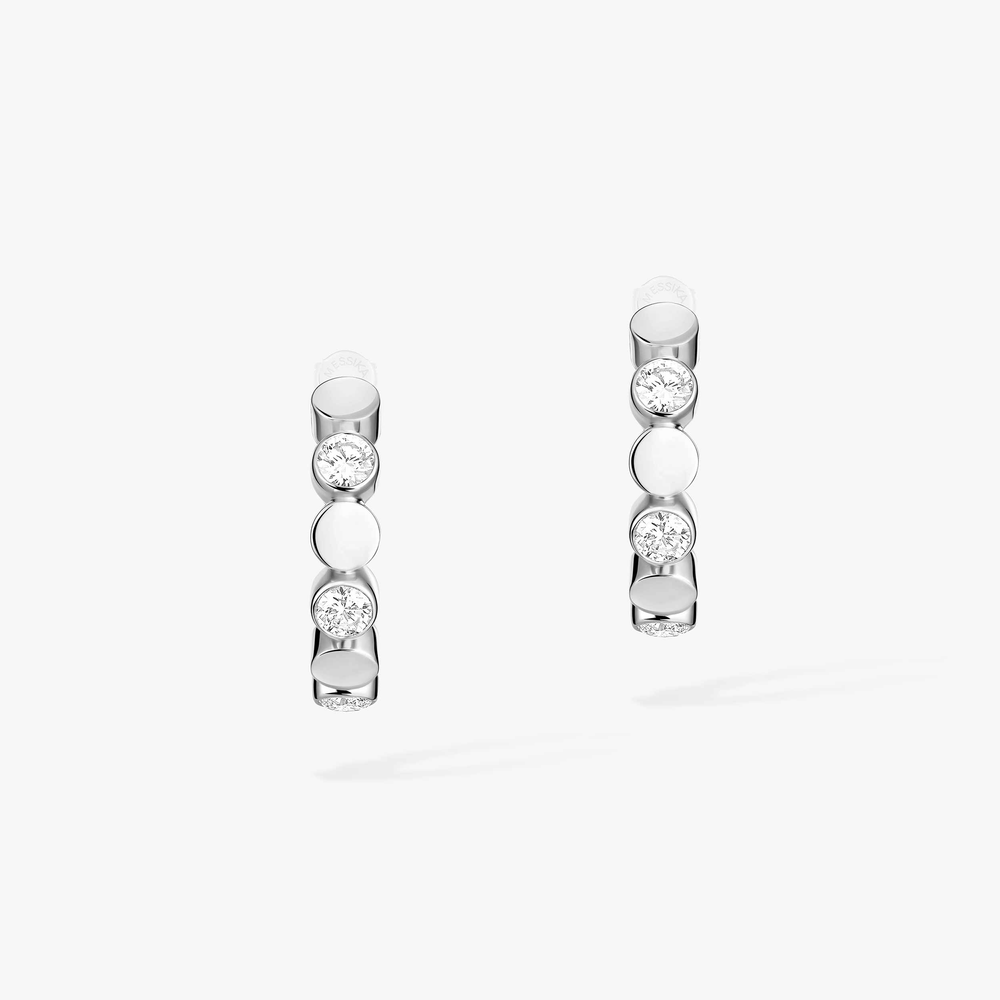 D-Vibes Mini Hoop Earrings White Gold Diamond Earrings