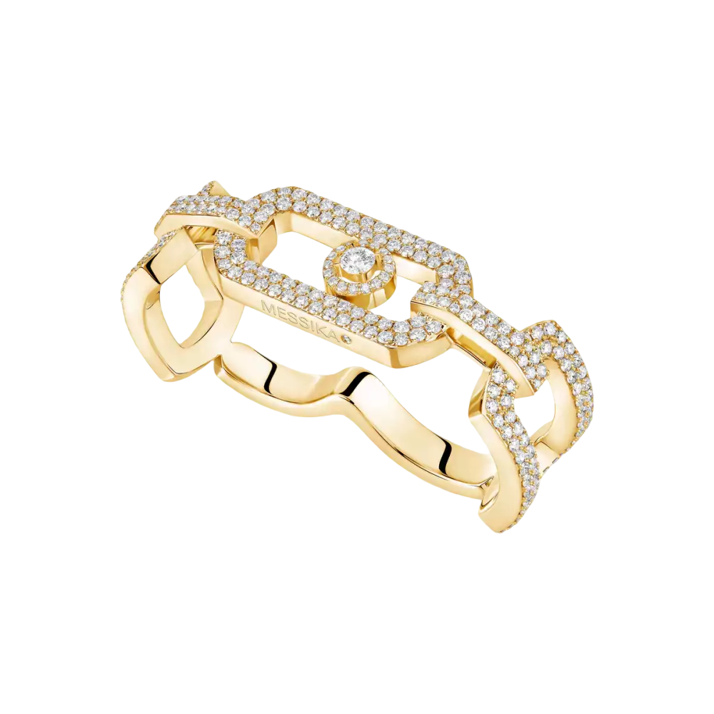 Bague 2 doigts pavée So Move Bague Diamant Or Jaune