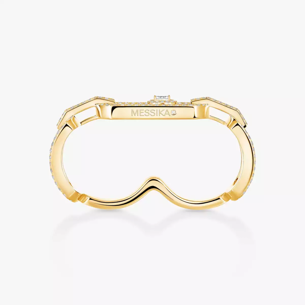 Bague 2 doigts pavée So Move Bague Diamant Or Jaune