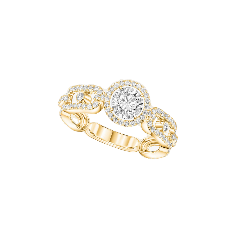 Yellow Gold Diamond Ring Move Link Solitaire 0.50ct