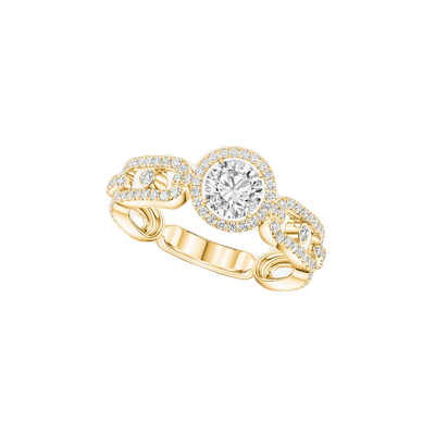 Yellow Gold Diamond Ring Move Link Solitaire 0.50ct