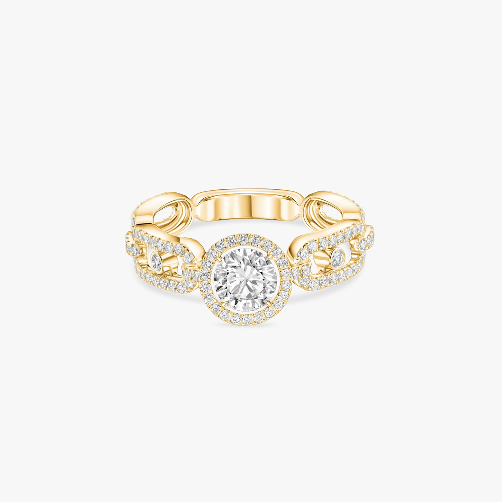 Yellow Gold Diamond Ring Move Link Solitaire 0.50ct