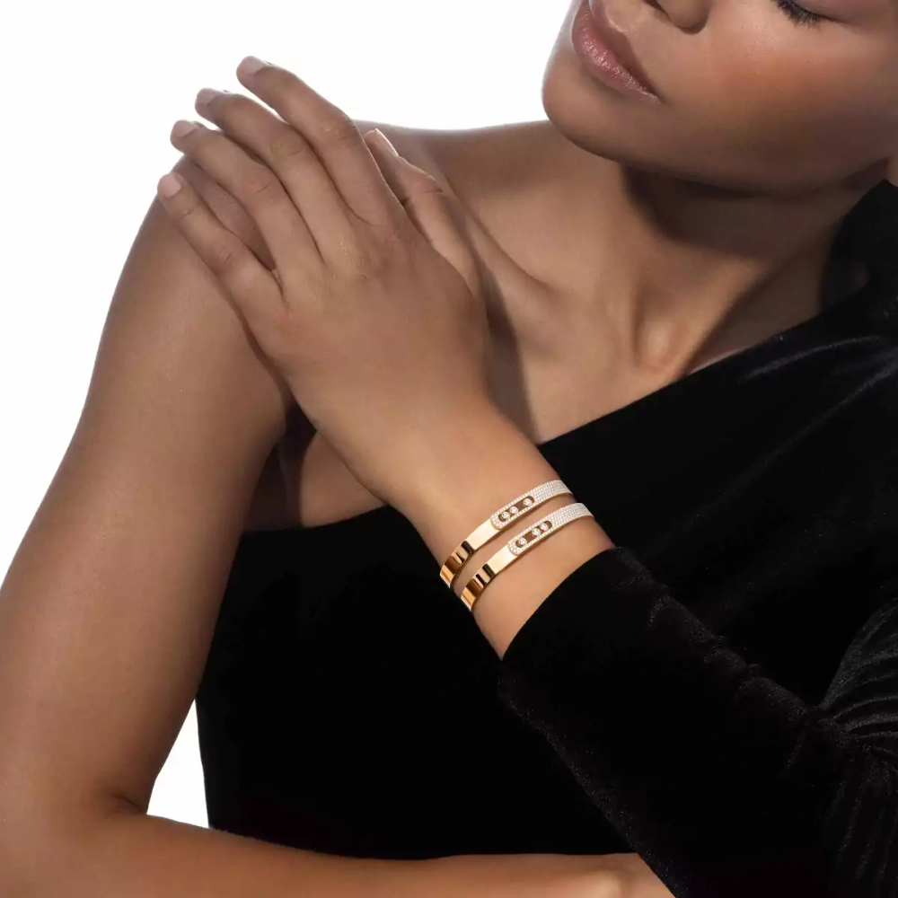 Bangle Move Noa Semi Pavé Bracelet Diamant Or Jaune