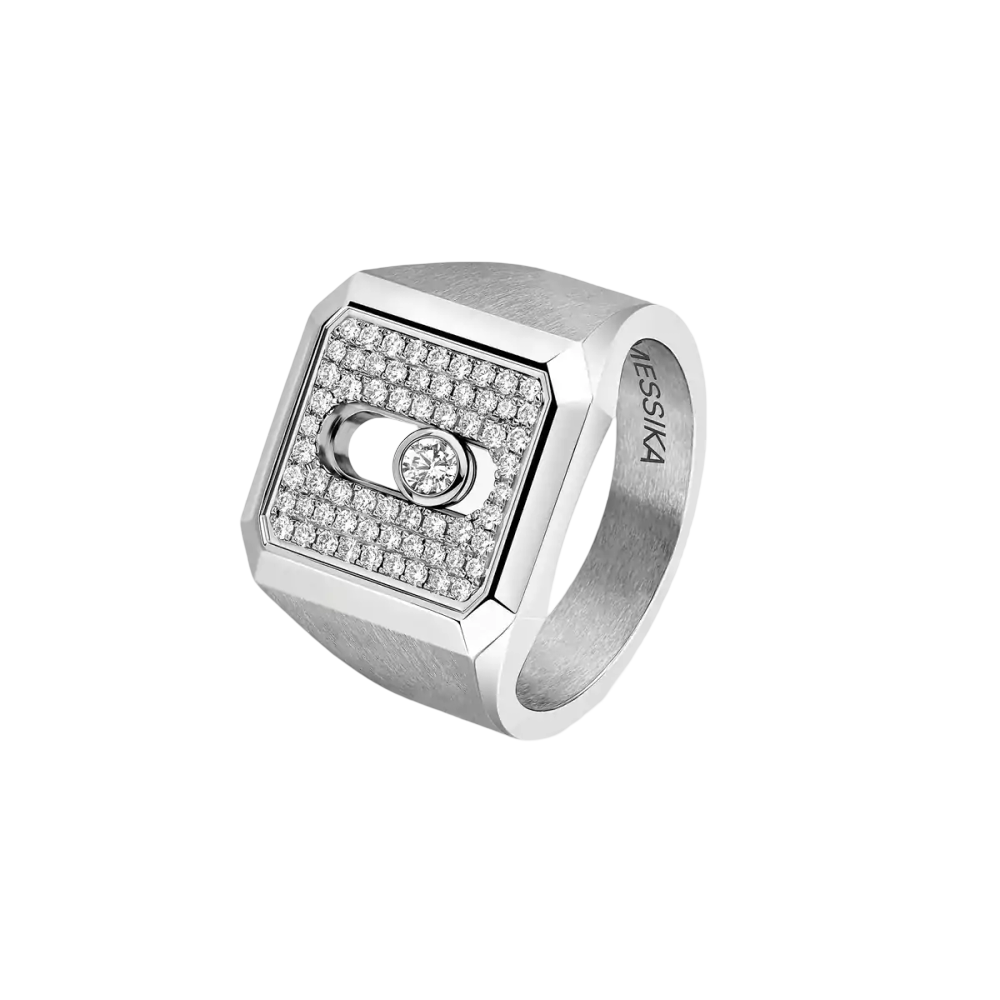 Move Titanium Natural Pavé Signet Ring Natural Titanium Diamond Ring