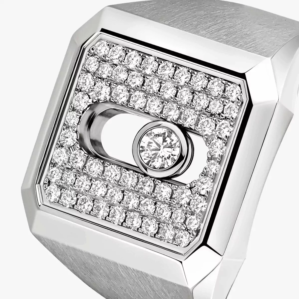 Move Titanium Natural Pavé Signet Ring Natural Titanium Diamond Ring
