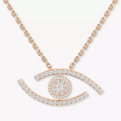 Sautoir Lucky Eye Pavé Collier Diamant Or Rose